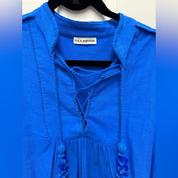 NWOT Ulla Johnson Royal Blue Tunic with Fringe and Tassel Details Sz 10 - Picture 4 of 7